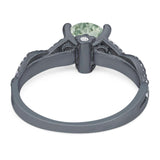 Art Deco Round Natural Stone Solitaire Ring