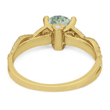 Art Deco Round Natural Stone Solitaire Ring