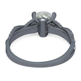 Art Deco Round Natural Stone Solitaire Ring