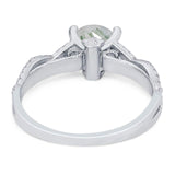 Art Deco Round Natural Stone Solitaire Ring