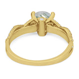 Art Deco Round Natural Stone Solitaire Ring