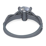 Art Deco Round Natural Stone Solitaire Ring