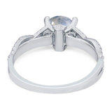 Art Deco Round Natural Stone Solitaire Ring