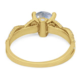 Art Deco Round Natural Stone Solitaire Ring