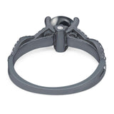 Art Deco Round Natural Stone Solitaire Ring