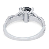 Art Deco Round Natural Stone Solitaire Ring