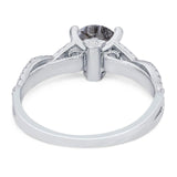 Art Deco Round Natural Stone Solitaire Ring