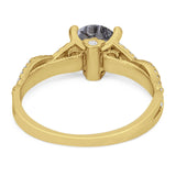 Art Deco Round Natural Stone Solitaire Ring