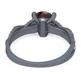 Art Deco Round Natural Stone Solitaire Ring