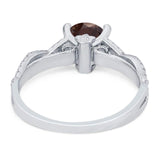 Art Deco Round Natural Stone Solitaire Ring