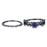 Two Piece Round Natural Stone Floral Ring