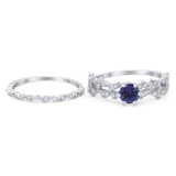 Two Piece Round Natural Stone Floral Ring