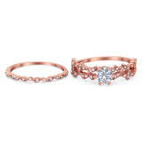 Two Piece Round Natural Stone Floral Ring