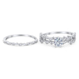 Two Piece Round Natural Stone Floral Ring