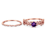 Two Piece Round Natural Stone Floral Ring