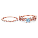 Two Piece Round Natural Stone Floral Ring