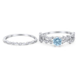 Two Piece Round Natural Stone Floral Ring