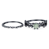 Two Piece Round Natural Stone Floral Ring