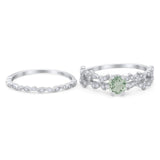 Two Piece Round Natural Stone Floral Ring