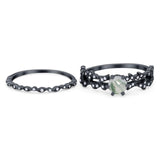 Two Piece Round Natural Stone Floral Ring