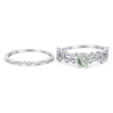 Two Piece Round Natural Stone Floral Ring