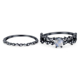 Two Piece Round Natural Stone Floral Ring
