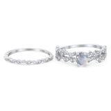 Two Piece Round Natural Stone Floral Ring