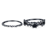 Two Piece Round Natural Stone Floral Ring