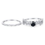 Two Piece Round Natural Stone Floral Ring