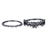 Two Piece Round Natural Stone Floral Ring