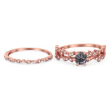 Two Piece Round Natural Stone Floral Ring