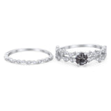 Two Piece Round Natural Stone Floral Ring