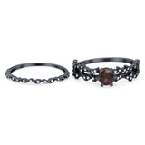 Two Piece Round Natural Stone Floral Ring