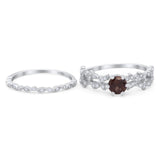 Two Piece Round Natural Stone Floral Ring