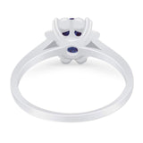 Vintage Style Round Natural Stone Flower Ring