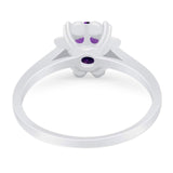 Vintage Style Round Natural Stone Flower Ring