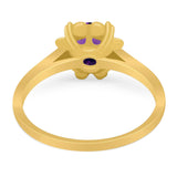 Vintage Style Round Natural Stone Flower Ring