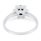 Vintage Style Round Natural Stone Flower Ring