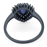 Pear Teardrop Natural Stone Halo Ring