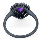 Pear Teardrop Natural Stone Halo Ring