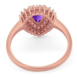 Pear Teardrop Natural Stone Halo Ring