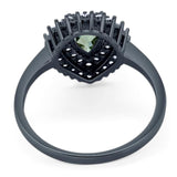 Pear Teardrop Natural Stone Halo Ring