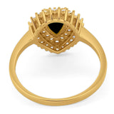 Pear Teardrop Natural Stone Halo Ring