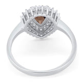 Pear Teardrop Natural Stone Halo Ring