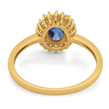 Vintage Style Oval Natural Stone Flower Ring