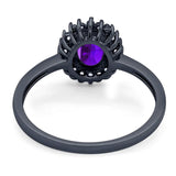 Vintage Style Oval Natural Stone Flower Ring