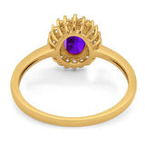 Vintage Style Oval Natural Stone Flower Ring