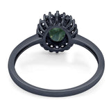 Vintage Style Oval Natural Stone Flower Ring