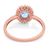 Vintage Style Oval Natural Stone Flower Ring