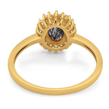 Vintage Style Oval Natural Stone Flower Ring